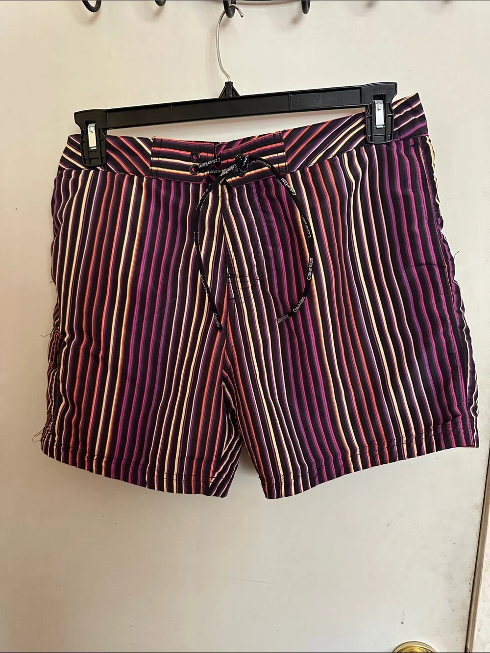 Calvin Klein Purple Multi-Stripe Swim Trunks